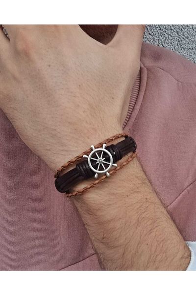 BSN Rudder Figure Leather Bracelet
