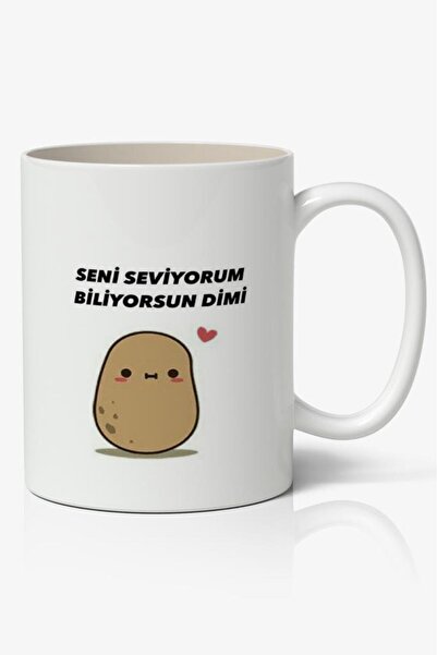Nostaljik Lezzetler Seni Seviyorum Biliyorsun Dimi Yazılı Baskılı Kupa Bardak...