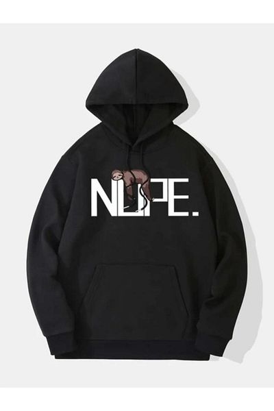 Khione Unisex Μαύρο Nupe με κουκούλα Oversize Φούτερ με κουκούλα