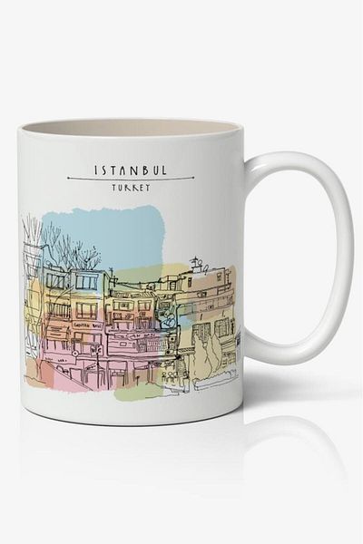 Nostaljik Lezzetler كوب قهوة مطبوع عليه طابع اسطنبول