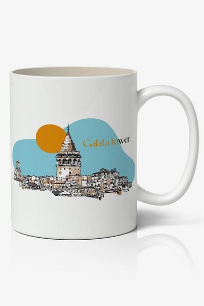 Nostaljik Lezzetler كوب قهوة مطبوع عليه برج جالاتا من اسطنبول - 2