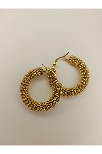 Romea أقراط من الفولاذ المقاوم للتشويه بحلقة كبيرة من القش باللون الذهبي