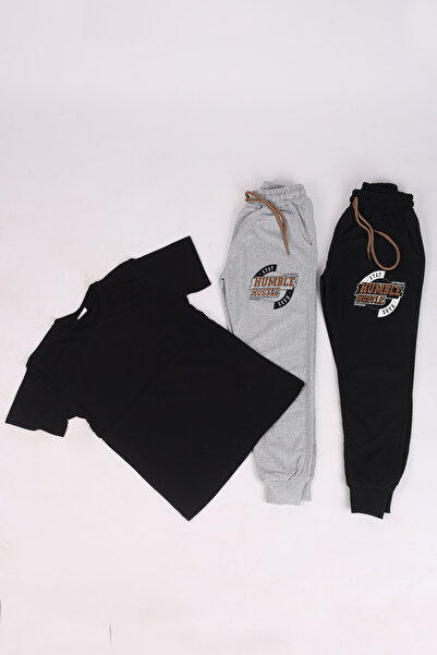 COSBA kids wear Φούτερ με στάμπα Hustle με τσέπες 1 απλό μπλουζάκι Σετ 3 τεμα...
