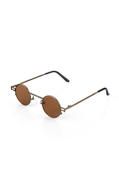 TomyHelf New Fashion Round Black Frame Brown Glass Sunglasses