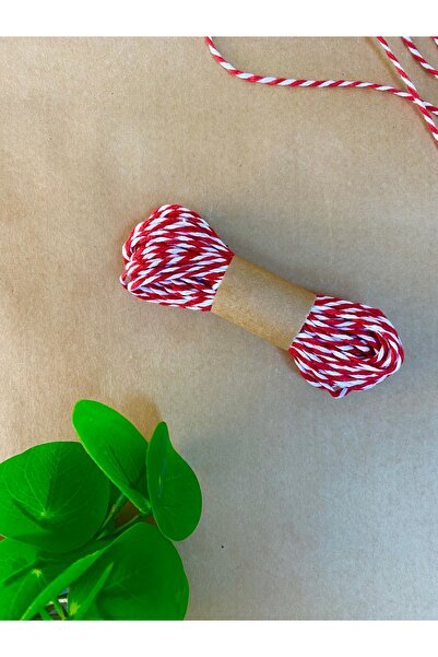 SGSPACK Beyaz Kırmızı Iki Renkli Marteniçka- Paket Ipi (2-3MM) 10 Mt