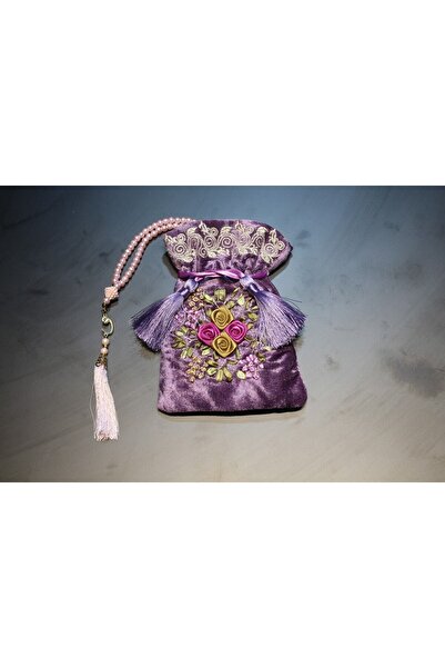 HUZUR ÇEYİZ حقيبة مخملية وصلاة لؤلؤية مزينة بشراشيب