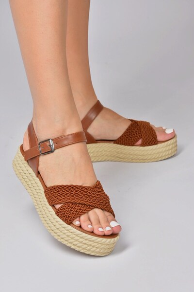 Fox Shoes Dámské sandály Tan Fabric Cross Strap K250085304