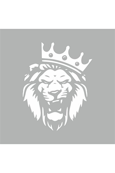 Reysa Tasarım Kral Tacçlı Aslan Sticker 20x20 Cm Beyaz