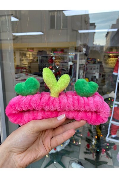 Sevimli Figürlü Koyu Fuşya Rengi Peluş Saç Bandana Bebek/kız Çocuk/makyaj Bandana