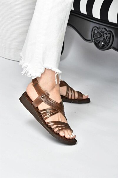 Fox Shoes Taba Hakiki Deri Kadın Sandalet K374680503