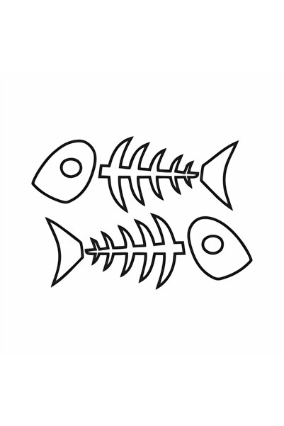 Reysa Tasarım ملصق سيارة على شكل هيكل السمكة مقاس 19x13 سم باللون الأزرق