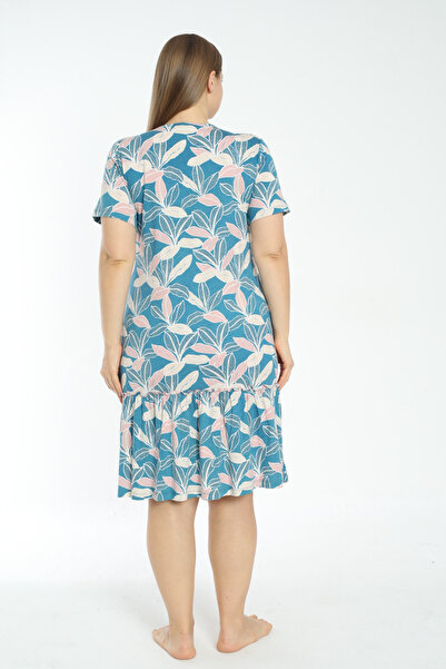 İntensive print pocket skirt pleated button plus size short-sleeved dress