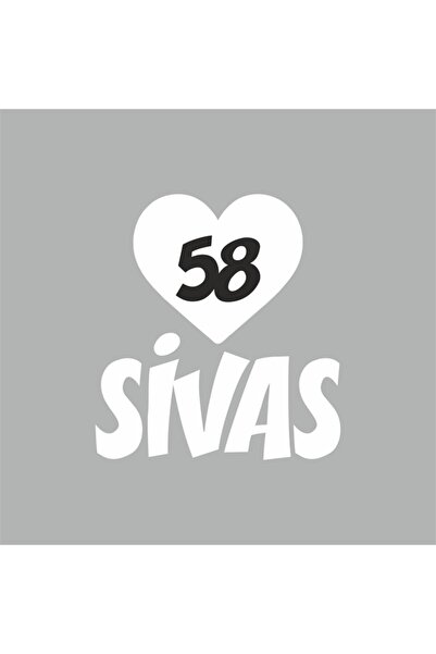 Reysa Tasarım ملصق سيارة 58 سيفاس مع قلب 20x15 سم رمادي