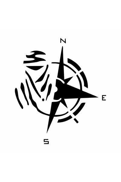 Reysa Tasarım ملصق بوصلة داكار 25x20 سم أسود