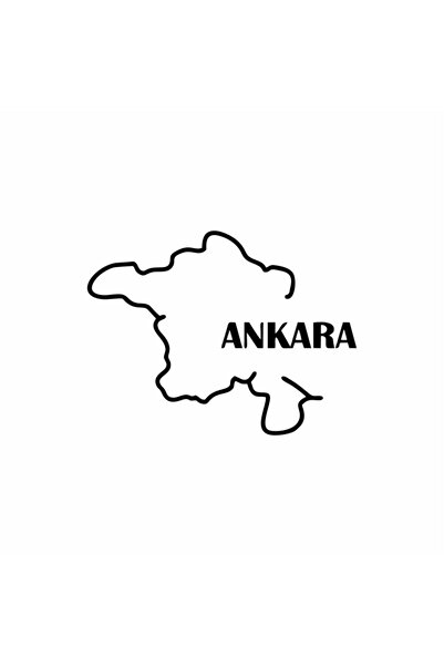 Reysa Tasarım Ankara Harita Araba Sticker 17x13 Cm Siyah