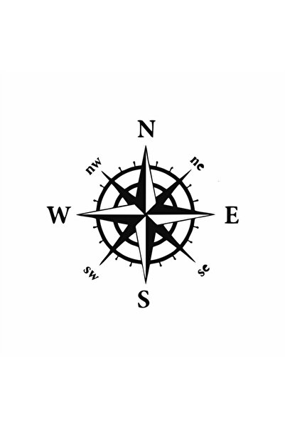 Reysa Tasarım ملصق سيارة بوصلة 17x17 سم أسود