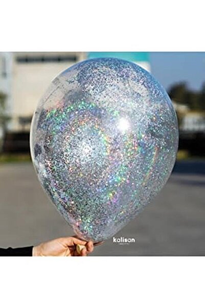 Baloncum Renkli Simli Yuvarlak Şeffaf Balon