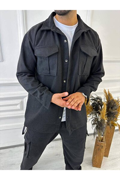 Butik Erkek Siyah Cepli Oduncu Gömlek Premium Model