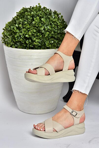 Fox Shoes P713330209 Beige Thick Sole Daily Women's Sandals