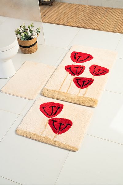 Moda Dekor Acrylic Karmen Red 3-Piece Bath Mat
