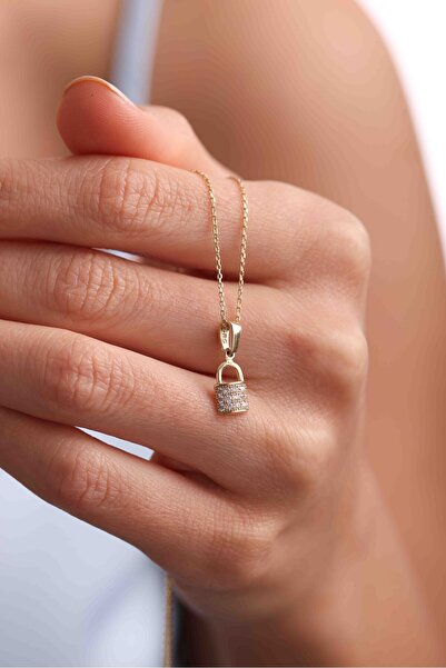 Gianfranco 14 Ayar Altın Taşlı Mini Kilit Kolye Ucu