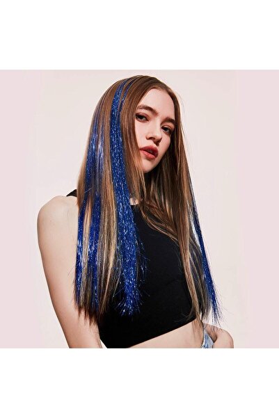 AKOLİFE Lacivert Işıltılı Saç Simi / Simli Saç Kaynak / Hair Tinsel / Parlak ...