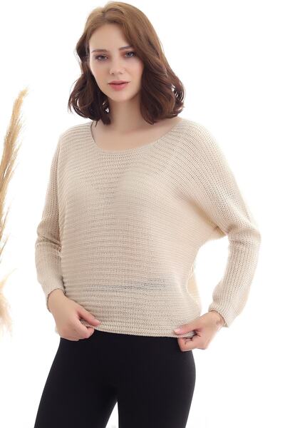 Devinka Дамски пуловер „Солун“ в каменен цвят с пайети, лодкаобразно деколте ...