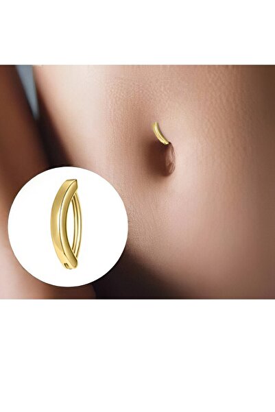 Salyangoz Company Cerrahi Çelik Halka U Model Gold Renk Göbek Piercingi Gldgo01
