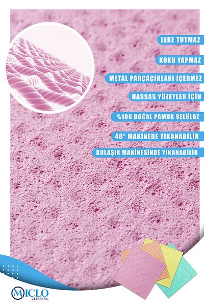MICLO CLEANING Sponge Cloth | 100% Cotton Cellulose | Biodegradable Natural | x4 Pieces