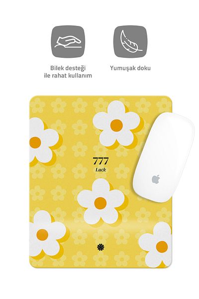 Mincanas 777 لوحة ماوس مستطيلة بتصميم Luck Luck مع دعم للمعصم