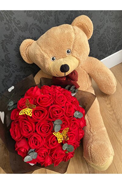 Minemiss Tasarım 41'Li Kadife Dokulu Gül Buketi ve Peluş Ayıcık - Sevgililer ...