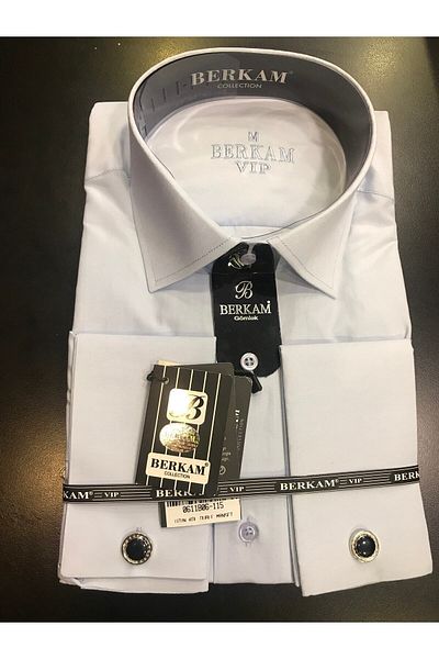 BERKAM Мъжка риза с дълъг ръкав и двойни копчета на ръкавите