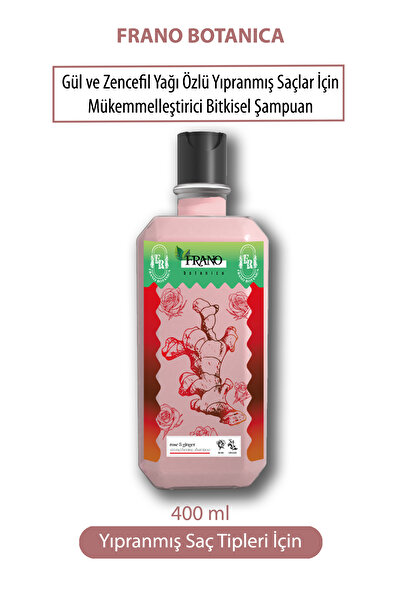 FRANO Yıpranmış Saçlar Için Gül Ve Zencefil Yağı Özlü Onarıcı Bitkisel Saç Bakım Şampuanı 400 ml