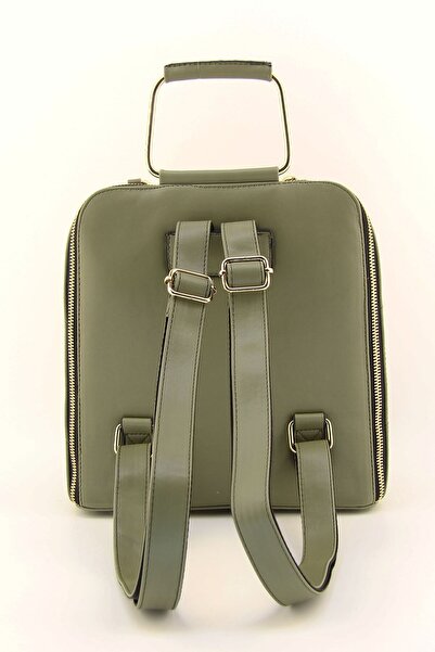 HNB Women's Khaki Quilted Molded Backpack (HANDBAG GIFT)