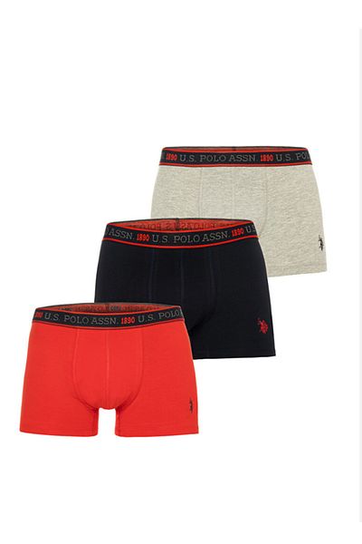 U.S. Polo Assn. Ανδρικά, USPA, Licensed, Navy Blue-Red-Grey, Σετ μπόξερ 3 τεμαχίων (Προσαρμοσμένη έκδοση, Περιορισμένη έκδοση)