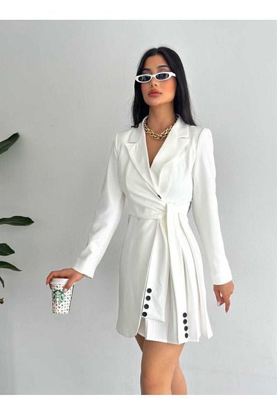 ZF BUTİK Jackenkleid mit seitlichen Falten und Knöpfen