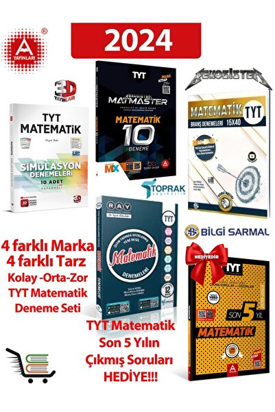 A Yayınları TYT Matematik Deneme Seti Kolay-Orta-Zor TYT Matematik Çıkmış Sorular Hediyeli!