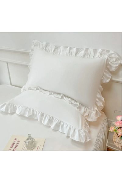 eyma home Μαξιλαροθήκη 100% βαμβακερή βολάν 2 τεμάχια (50×70cm)