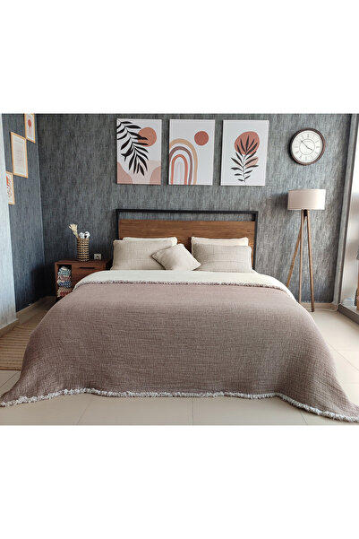 destinyhometex Кафяв 6-слоен муселинов юрган / Двоен 220x240