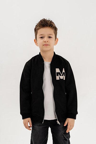 Gold Class Kidswear Deri Garnili Cepli Fermuarlı Erkek Çocuk Kolej Ceket