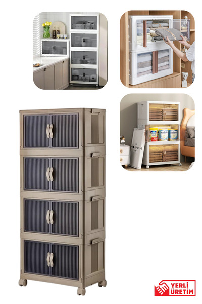 Piev Çok Amaçlı Kapaklı Portatif Istiflenebilir Tekerlekli Organizer Dolap 4 ...
