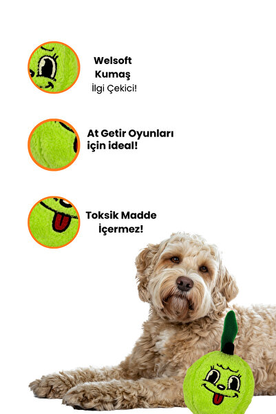 Havhav Haşarı Yeşil Elma Peluş Köpek Oyuncağı Toksik Madde Içermeyen Köpek Oyun Topu