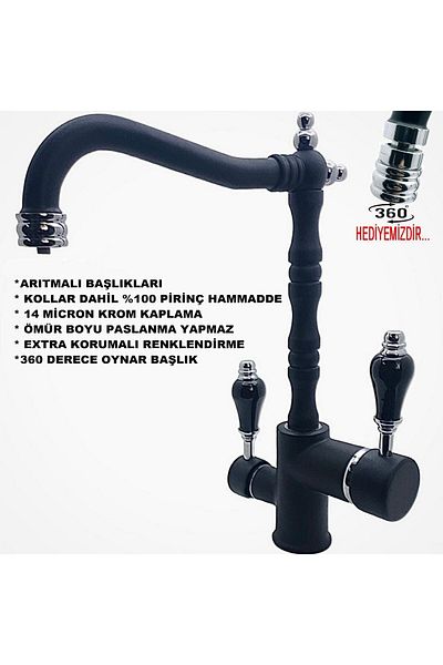 Class Armatür Purified Rustic Black Chrome Sink Faucet