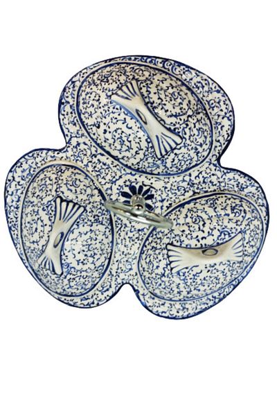 Dost Art Hediyelik Handmade Brush Painting Golden Horn Pattern Tile 3-Piece with Lid Breakfast & Snack Bowl