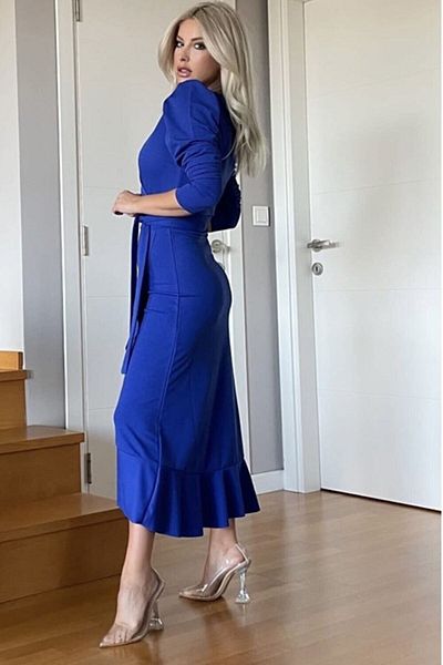 zks grup tekstil Saks Belted Midi Dress with Valon