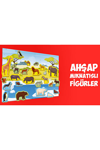 Rossie Calimera Toys Ahşap Mıknatıslı Seyahat Kitabı Vahşi Hayvanlar Oyunu