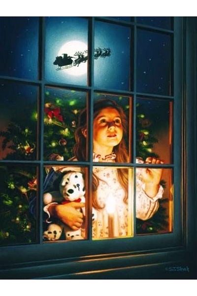Marcel Kristal Tablo Girl Waiting for New Year's Eve in Glass Diamond Mosaic Painting 40X55 cm