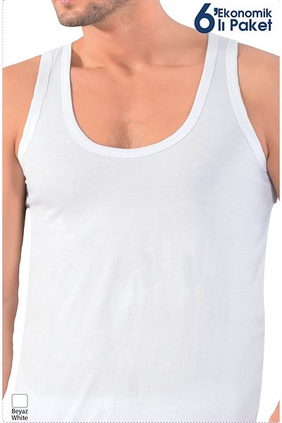 by İGP White 6-Piece Economic Pack 100% Cotton, Oversize Large Size Combed Cotton Men's Tank Top