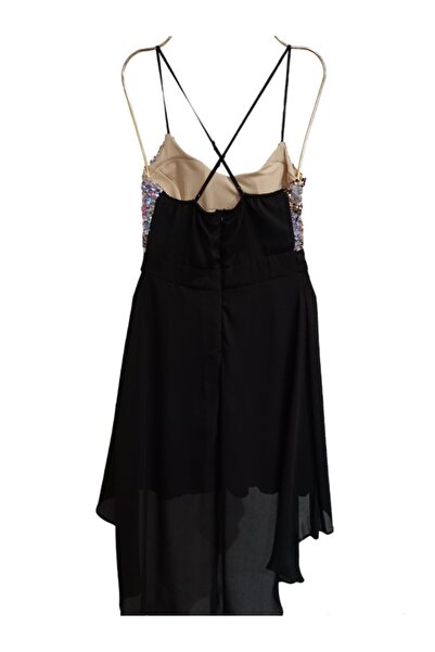 Ayris Payet Şifon Sırt Çapraz Detaylı Elbise