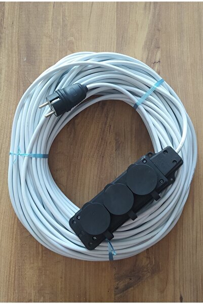 OGS 3x2.5 Ttr 50 Metre Çok Telli Beyaz Renk Izolasyonlu Topraklı Üçlü Grup Priz Seyyar Uzatma Kablosu